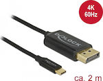 DeLock USB 2.0 Cable USB-C male - DisplayPort male Μαύρο 2m (83710)