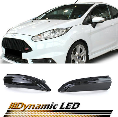 Carner Blitzlicht LED für Ford Fiesta 6 Mirror Dynamic Black Smoke 09-17 2Stück