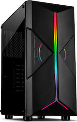 Inter-Tech IT-3306 Cavy Gaming Full Tower Computer Case with Window Panel and RGB Lighting Black