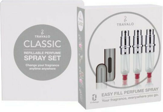 Travalo Classic HD Set Nachfüllflacon x 3 & Case Reise- & Parfümfläschchen Silber 3 Stück