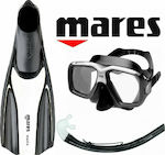 Mares Flossen mit Maske & Schnorchel Manta Silicone Set Black/White Weiß