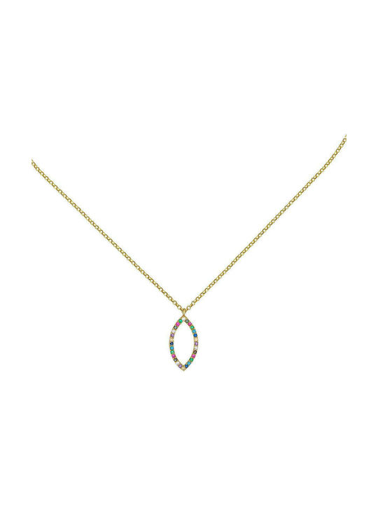 Excite-Fashion Necklace from Gold Plated Silver with Zircon