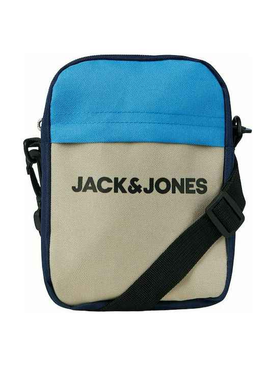 Jack & Jones Jacjamie Small Ανδρική Τσάντα Ώμου / Χιαστί Μπλε/Μπεζ