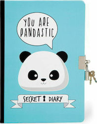 I-Total Total Panda Notebook 96 Sheets A5 Ruled with Lock Blue