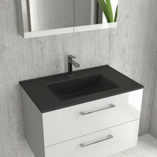 Karag Încorporat Chiuvetă Porțelan 76x47x18cm Negru mat
