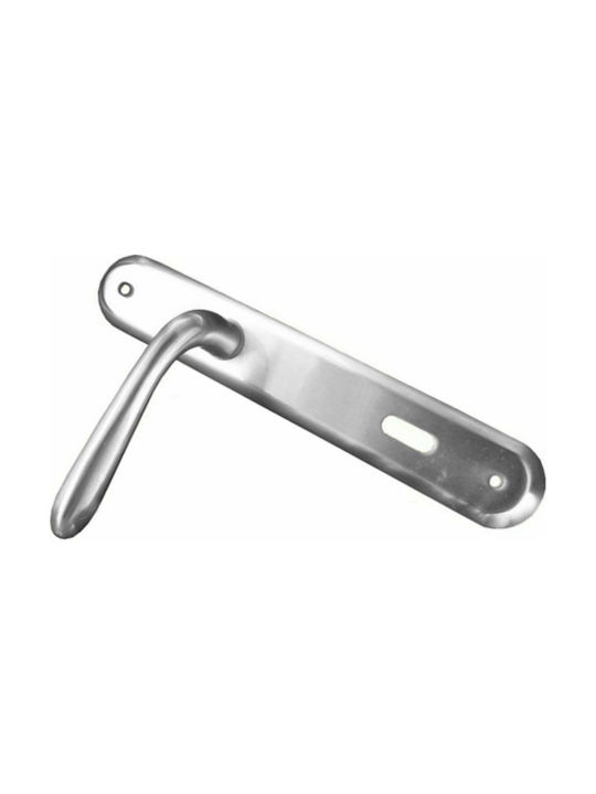 Lever Middle Door with Plate 9008 (Center Distance 75mm) Silver