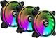 White Shark Nebula Case Fan 120mm (1100rpm / 25cfm) with ARGB Lighting and 4-Pin PWM Connection Pack of 3