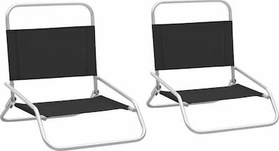 vidaXL Small Chair Beach Black Set of 2pcs