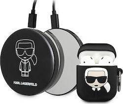 Karl Lagerfeld Iconic Case & Power Bank Set in Black color for Apple AirPods 1 / AirPods 2