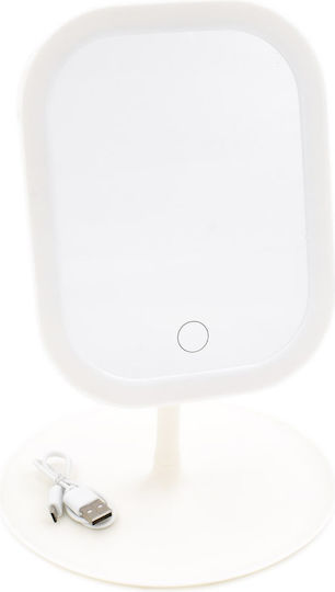 Andowl Makeup Mirror Tabletop with Light 14.4x15.3cm White