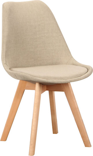 Billy Dining Room Fabric Chair Beige 48x55x82cm