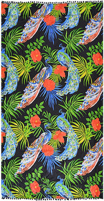 FMS Γυναικεία Πετσέτα Θαλάσσης Pom-Pom Peacock 90x170εκ Πολύχρωμο