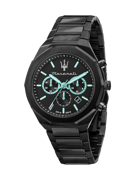 Maserati Uhr Chronograph Batterie mit Schwarz Metallarmband