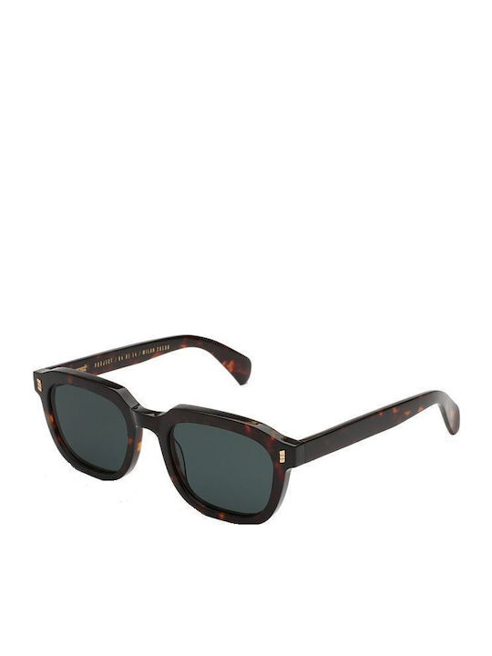 Gast Maven Men's Sunglasses with Brown Tartaruga Plastic Frame and Green Lens