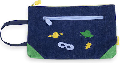 Super Petit Space Pencil Case with 2 Compartments Blue