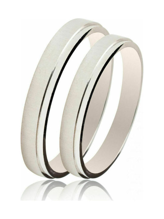 Maschio Femmina Slim Wedding Ring of White Gold 14K