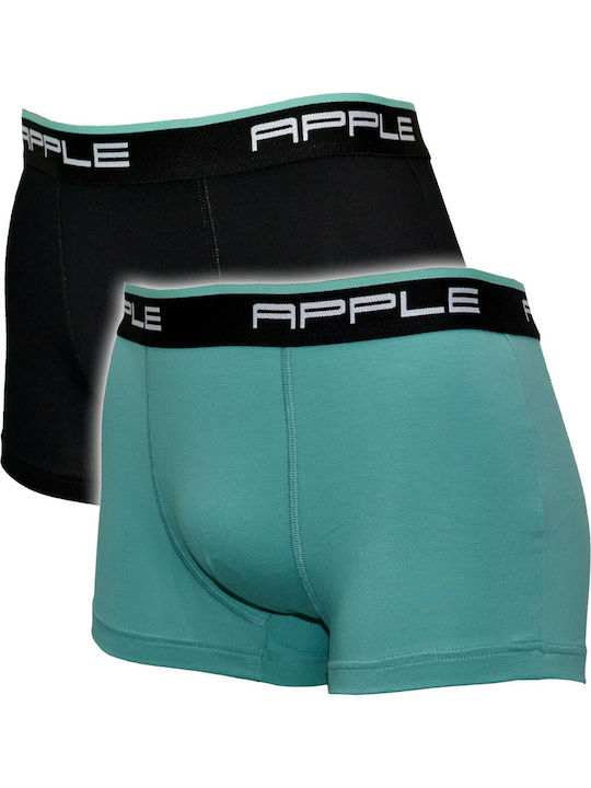 Apple Boxer Ανδρικά Μποξεράκια Μαύρο / Πετρόλ 2Pack