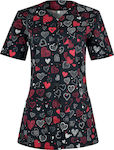 B-Well Carina Women's Medical Blouse Dark Hearts Multicolour