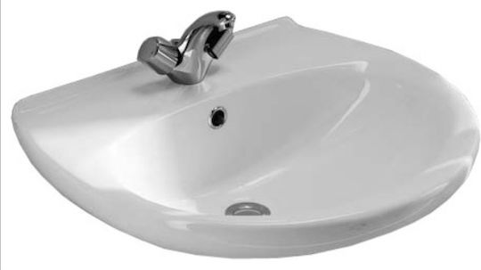 Sanindusa Aveiro 60 An der Wand montiert Waschbecken mit Säule Porzellan 60x50x16cm Weiß
