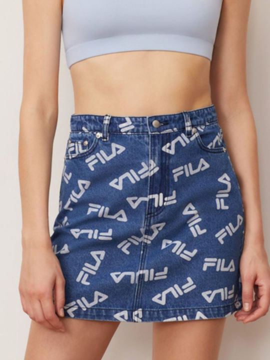 Mia Denim Cu talie înaltă Midi Fustă Albastru