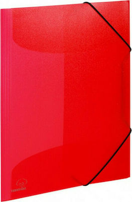 Typotrust Folder Transparent with Rubber Band and Ears for Paper A4 Red 172632