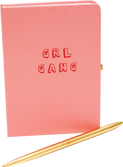 Gim Girl Gang Σετ 2 Σημειωματάρια A6 Ριγέ με Σκληρό Εξώφυλλο και Στυλοθήκη Ροζ