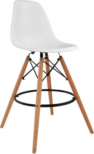 Hocker Bar mit Rückenlehne aus Polypropylen Renata White 4Stück 58x56x107cm