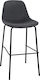 Stool Bar with Backrest Upholstered with Fabric Vincent Grey 4pcs 47x50x106cm