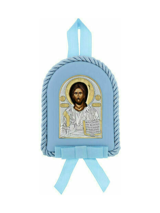 Prince Silvero Saint Icon Kids Talisman with Jesus Christ Blue from Silver MB-D1107O-C