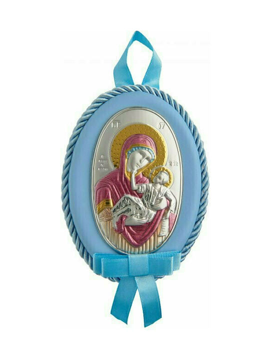 Prince Silvero Heilige Ikone Kinder Amulett mit der Jungfrau Maria Blue aus Silber MA-D511-CC
