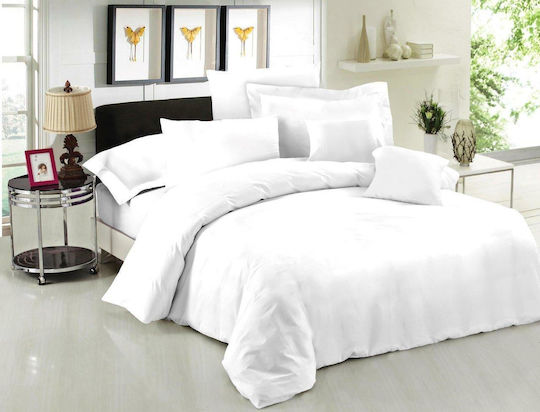Le Blanc Cearșaf Super dublu cu Elastic 160x200+35cm. Alb