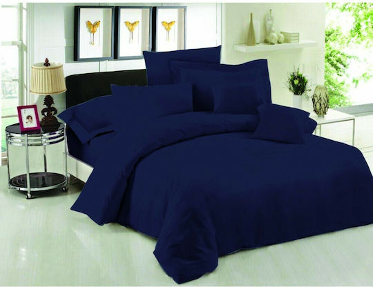 Le Blanc Σεντόνι Υπέρδιπλο με Λάστιχο 160x200+35εκ. Dark Navy