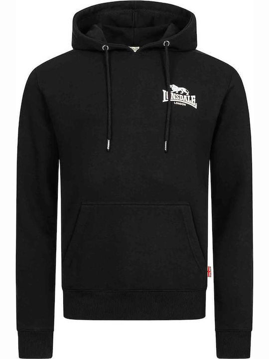 Lonsdale Claughton Herren Sweatshirt mit Kapuze und Taschen Schwarz