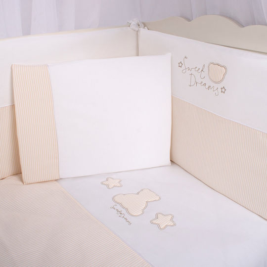 Funna Baby Baby Crib Bedding Set Sweet Teddy Bear 7pcs Ecru