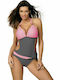 Marko Beatrix M-337 One-Piece Swimsuit with Cutouts & Padding Grey/ Pink 56727