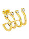 Silver hoop earring "Quattro Glam" gold plated