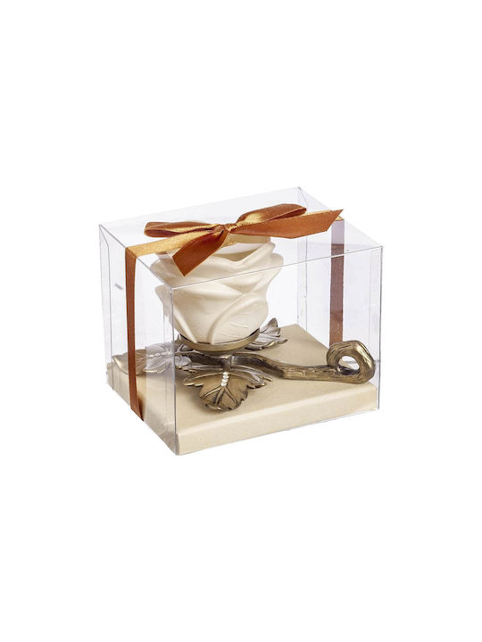 JK Home Decoration Leaf Candle Holder Polyresin Bronze 13x6cm 1pcs