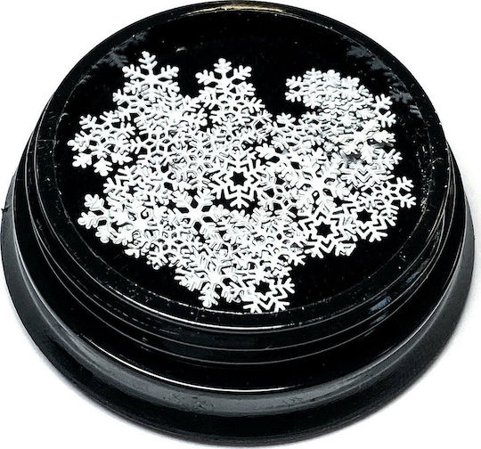 UpLac Schneeflocken 001 Glitzersteine für Nägel in Weiß Farbe