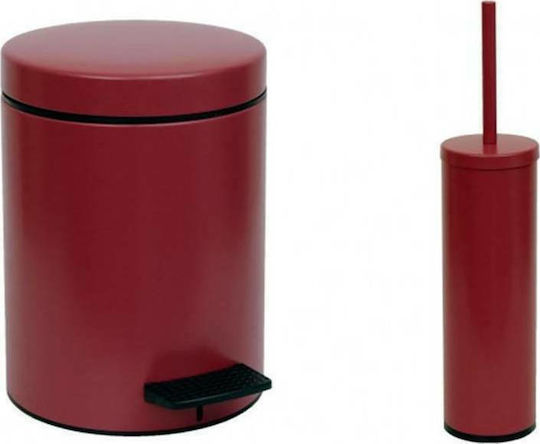 Pam & Co Metallic Toilet Brush and Basket Set 5lt Red
