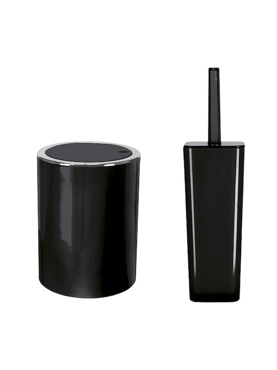 Kleine Wolke Easy Plastic Toilet Brush and Bin Set 5lt Black