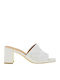 Fardoulis 609-15X Chunky Heel Leather Mules White