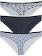 Tai Βαμβακερά Women's Slip 3Pack Blue Dark-White