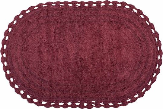 Silk Fashion Πατάκι Μπάνιου Βαμβακερό Οβάλ Oval 5206978153990 Burgundy 70x140εκ.