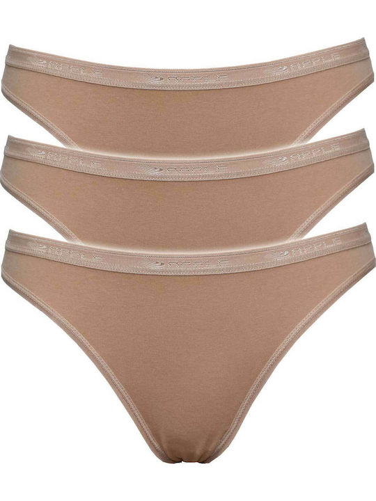 0220240E Βαμβακερά Γυναικεία String 3Pack Μπεζ
