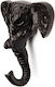 Neonato Metallic Kids Wall Hanger with One Hook Eli Elephant Black 10x5x10cm