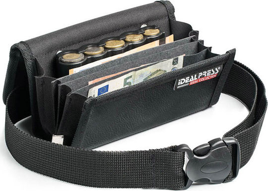 IdealPress Fabric Waiter Waist Bag / Pouch with a 5 position car boot 20x7x11cm Black Vegan Leather
