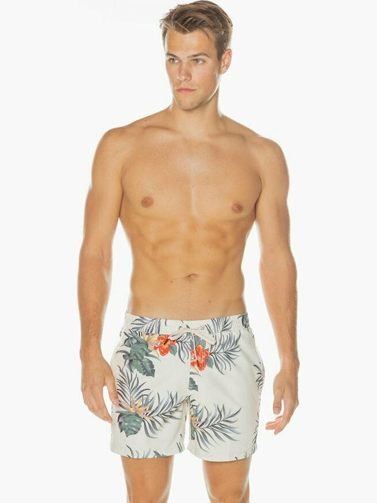 Paradise Express 15 Men's Swimwear Shorts White Floral