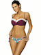 Marko Padded Bikini Set Bra & Brazil Bottom with Laces Claudia with Detachable Straps Purple Floral