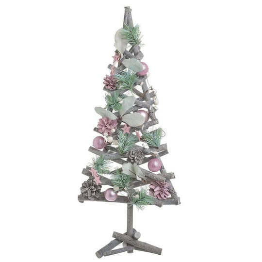 Decorațiune de Crăciun Lemn Braduleț 55cm. Roz