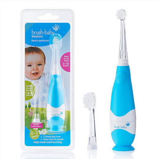 Brush Baby Babysonic Children's Electric Toothbrush with Chronograph for 0m+ Blue with Replacement Heads
